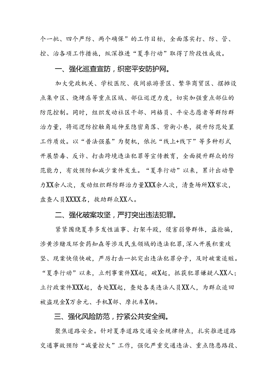 2024年公安开展夏季治安打击整治行动总结汇报13篇.docx_第3页