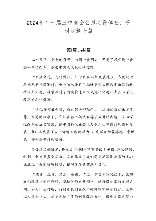 2024年二十三中全会公报心得体会、研讨材料七篇.docx