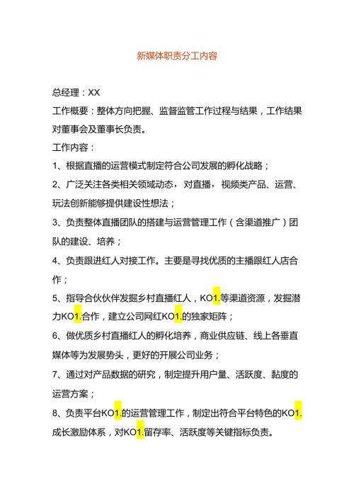 新媒体职责分工内容.docx