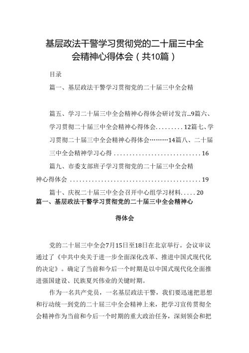 10篇基层政法干警学习贯彻党的二十三中全会精神心得体会范文.docx