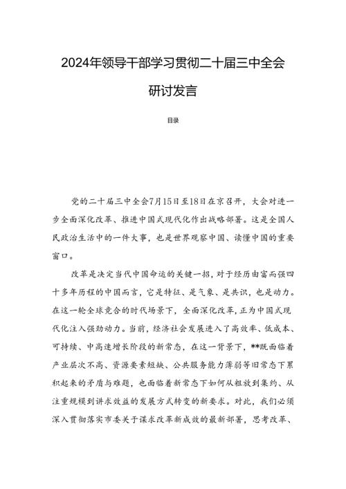 2024年领导干部学习贯彻二十三中全会研讨发言.docx