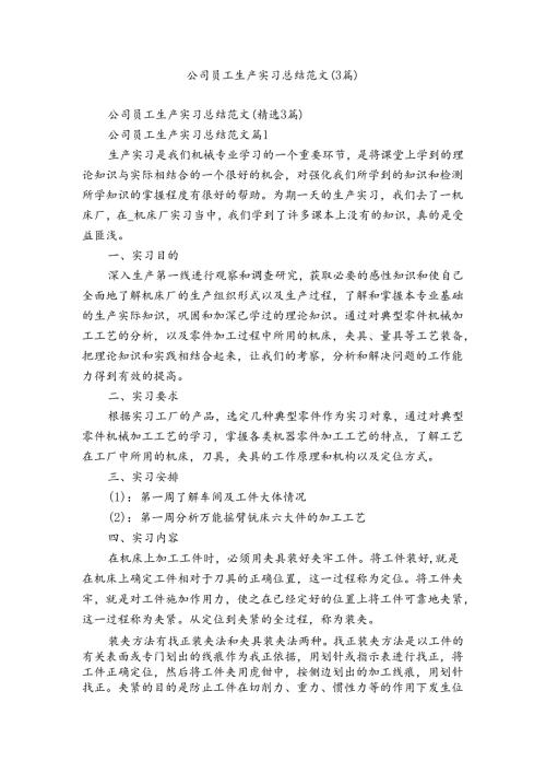 公司员工生产实习总结范文（3篇）.docx