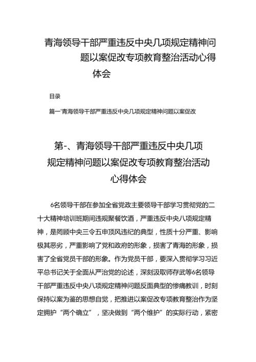 2024青海领导干部严重违反中央几项规定精神问题以案促改专项教育整治活动心得体会（共8篇）.docx