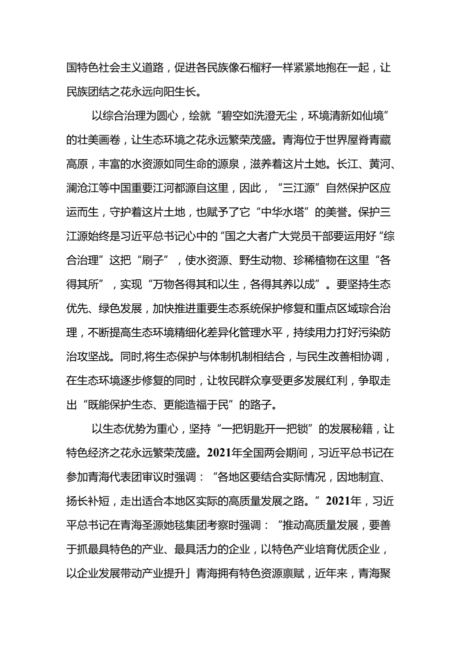 学习2024年在青海省考察调研重要讲话精神心得体会研讨发言材料13篇（精选）.docx_第3页