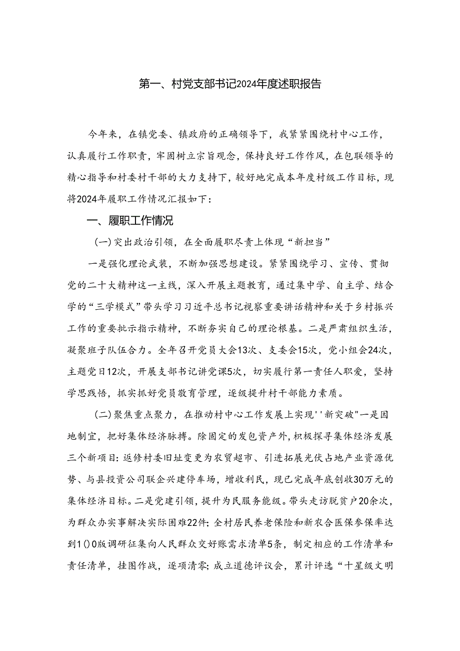 村党支部书记2024述职报告6篇供参考.docx_第2页