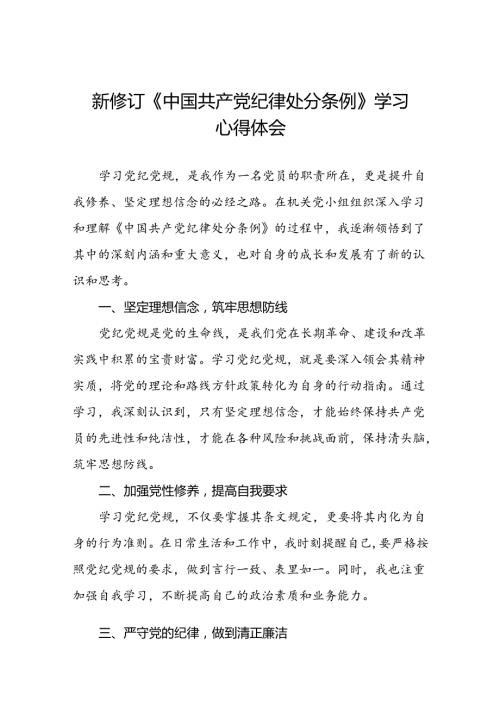 党员2024新修订中国共产党纪律处分条例的心得体会十篇.docx