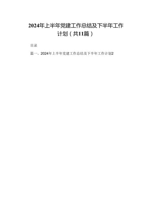 （11篇）2024年上半年党建工作总结及下半年工作计划（最新版）.docx