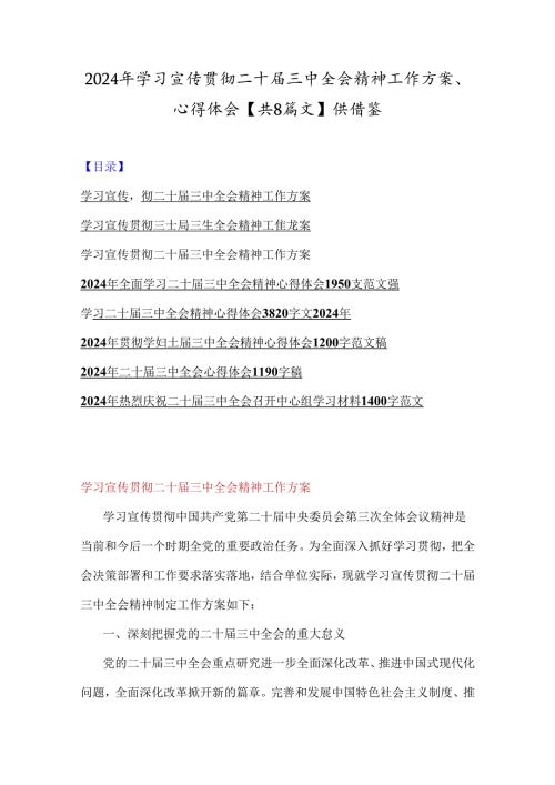 2024年学习宣传贯彻二十三中全会精神工作方案、心得体会【共8篇文】供借鉴.docx