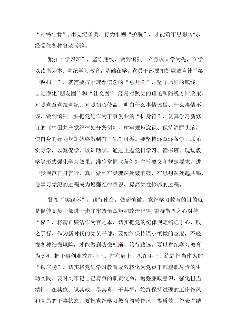 共10篇有关围绕2024年党纪学习教育使守纪律讲规矩成为行动自觉研讨材料、心得体会.docx_第2页