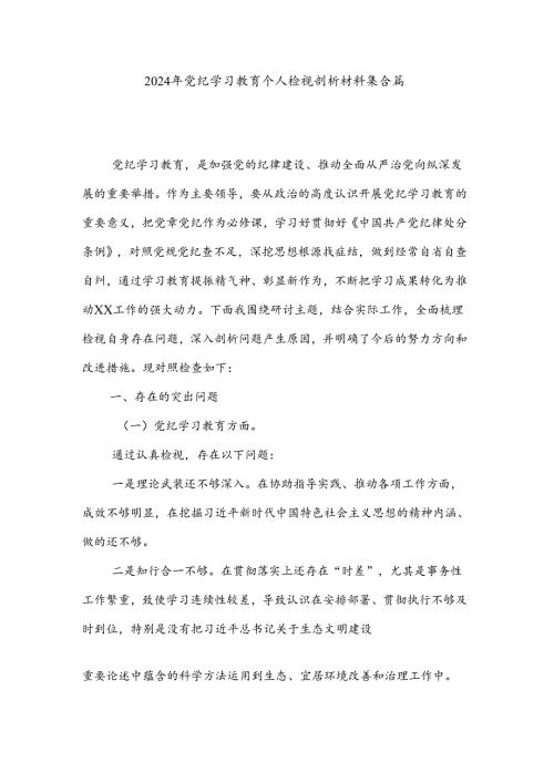 2024年党纪学习教育个人检视剖析材料集合篇.docx