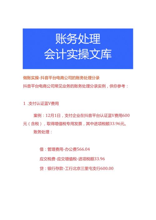 做账实操抖音平台电商公司的账务处理分录.docx