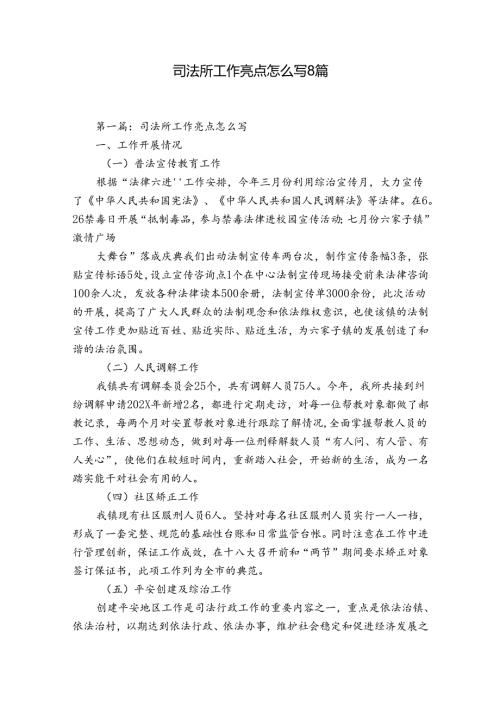 司法所工作亮点怎么写8篇.docx