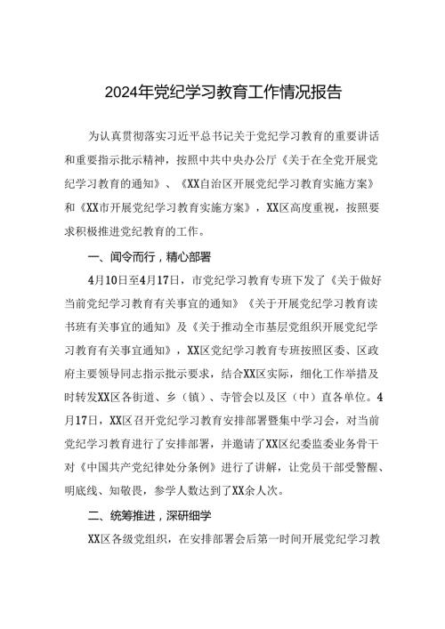 2024年党支部党纪学习教育阶段总结汇报材料八篇.docx
