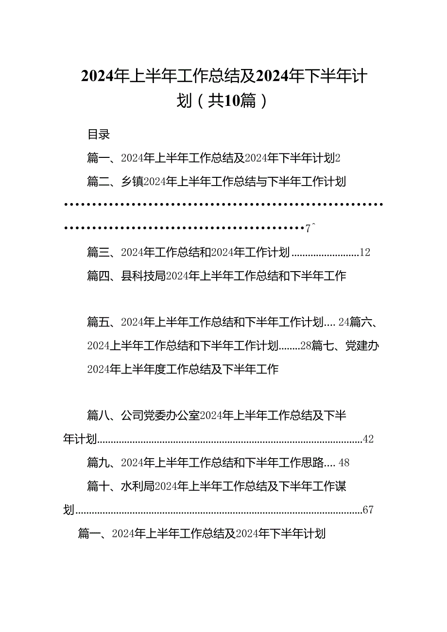 2024年上半年工作总结及年下半年计划10篇（详细版）.docx_第1页