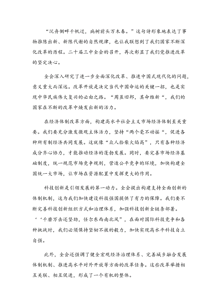 2024年二十三中全会精神进一步推进全面深化改革交流发言材料.docx_第3页