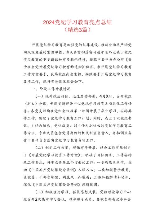 2024党纪学习教育亮点总结.docx