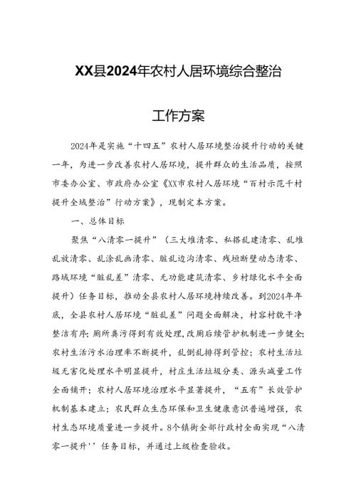 XX县2024年农村人居环境综合整治工作方案.docx