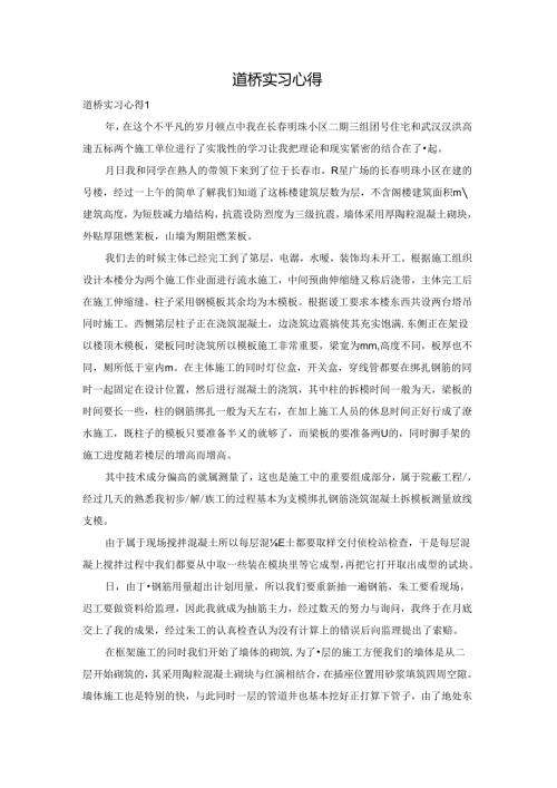 道桥实习心得.docx