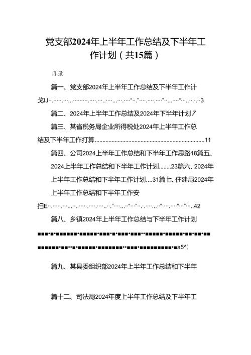 党支部2024年上半年工作总结及下半年工作计划15篇（精选）.docx