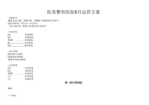 医美整形医院5月运营方案(终).docx
