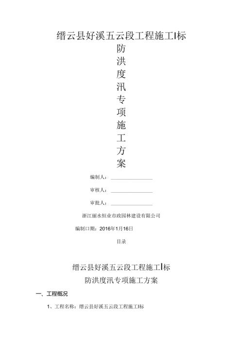 水利工程安全防洪度汛专项方案.docx