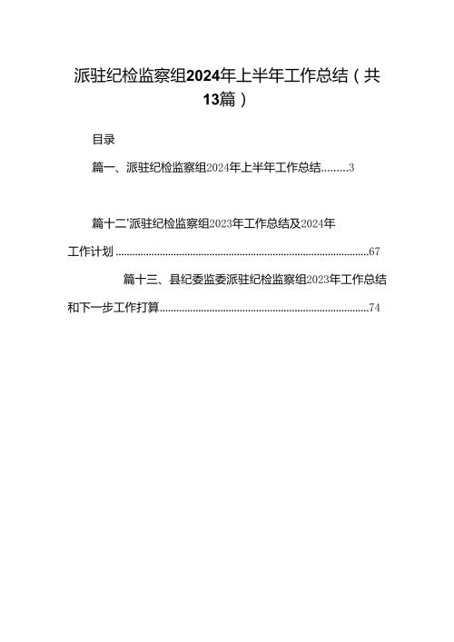 派驻纪检监察组2024年上半年工作总结13篇（详细版）.docx