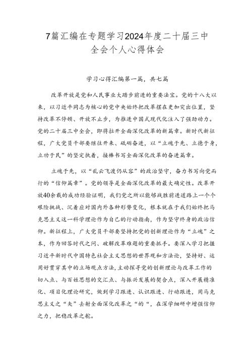 7篇汇编在专题学习2024二十三中全会个人心得体会.docx