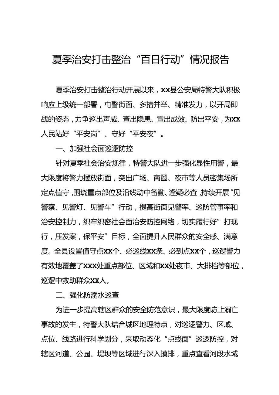 九篇2024年夏季治安打击整治行动情况报告.docx_第1页