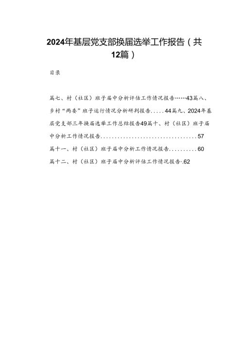 2024年基层党支部换选举工作报告12篇（详细版）.docx