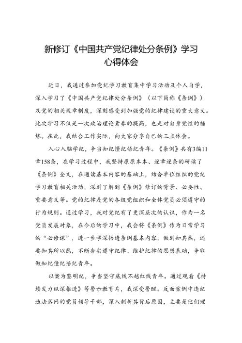 2024年关于2024新版中国共产党纪律处分条例的心得体会研讨发言七篇.docx