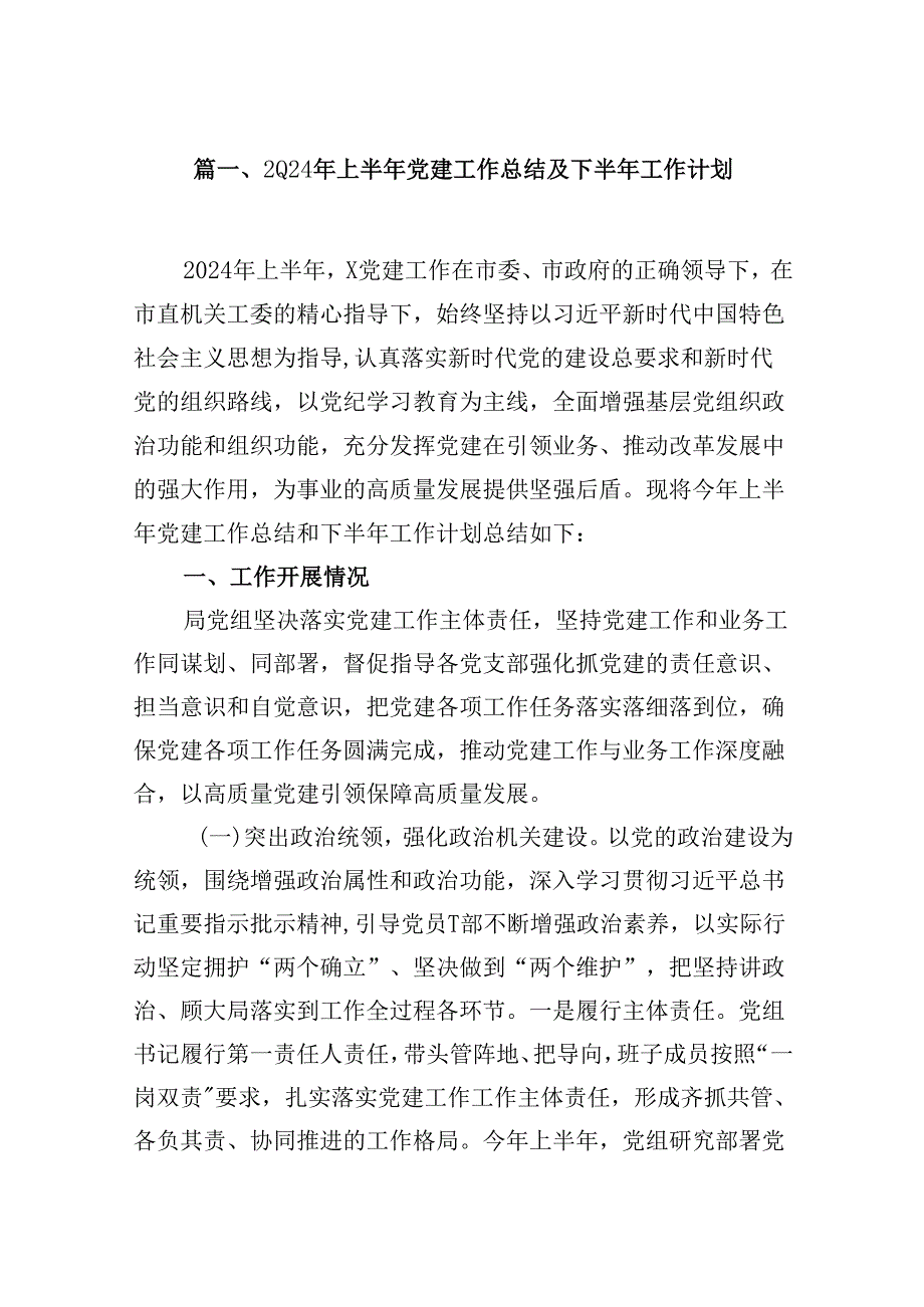 （11篇）2024年上半年党建工作总结及下半年工作计划（详细版）.docx_第2页