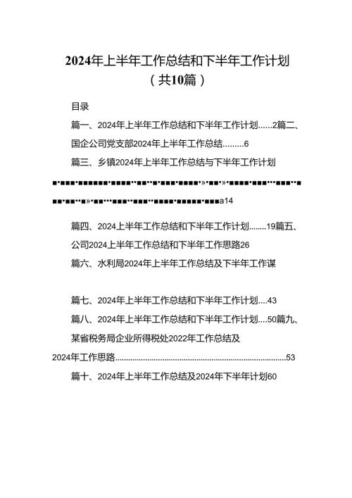 2024年上半年工作总结和下半年工作计划（共10篇）.docx