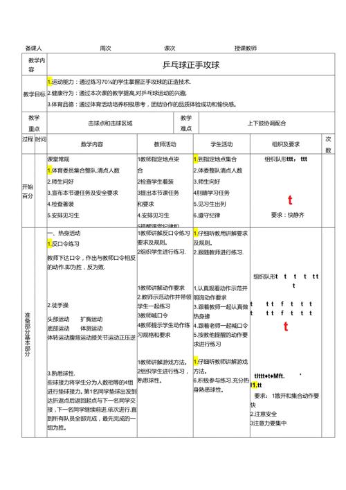 乒乓球正手攻球教案.docx