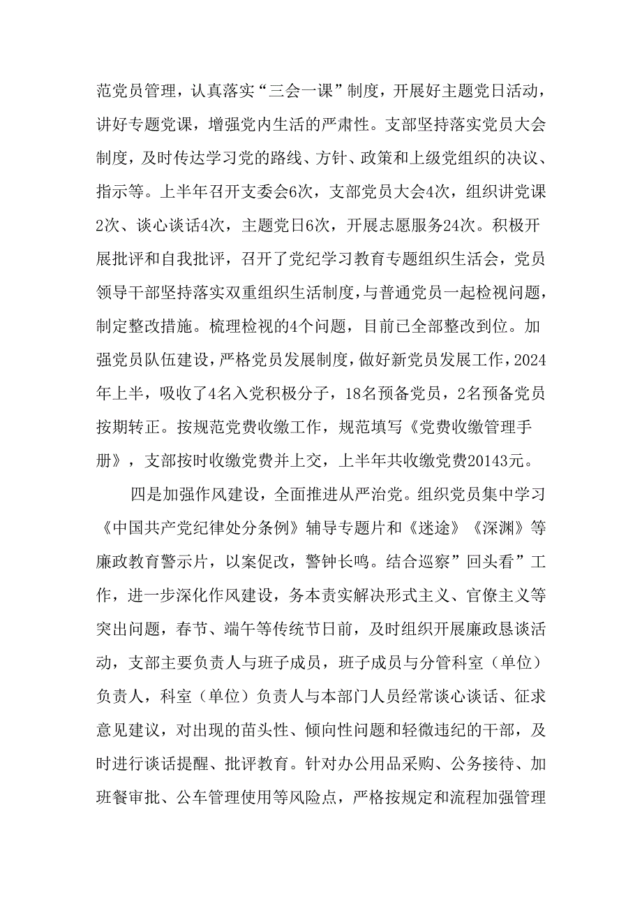 （5篇）公司党支部2024年上半年工作总结及下半年打算.docx_第3页