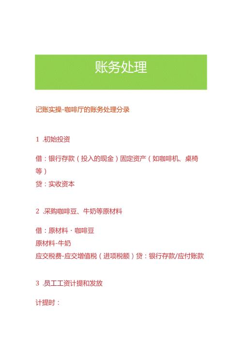 记账实操咖啡厅的账务处理分录.docx