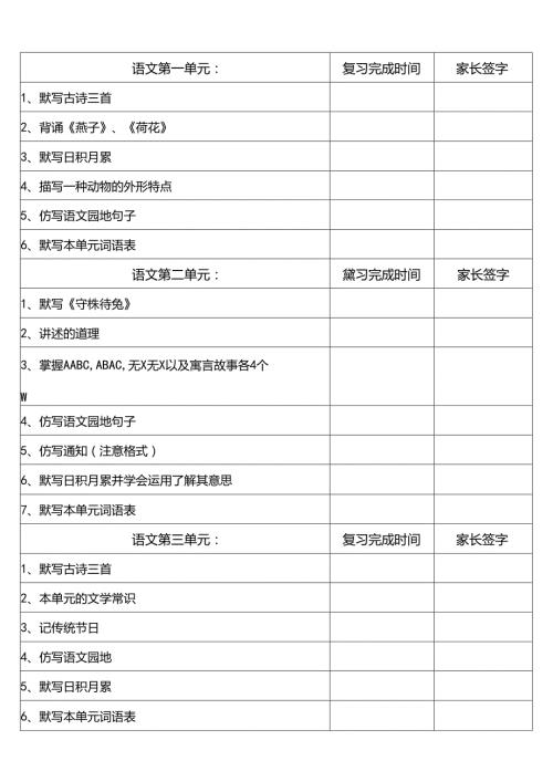 三下复习计划表.docx