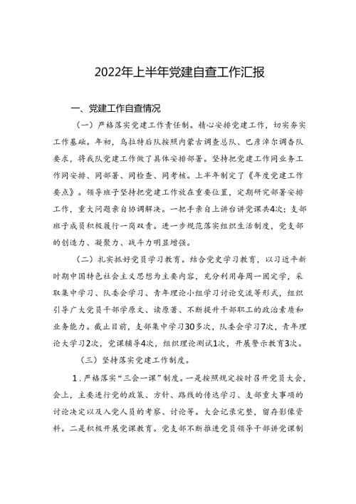 2022年上半年党建自查工作汇报.docx