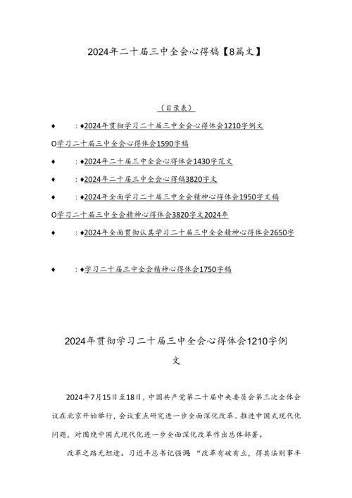 2024年二十三中全会心得稿【8篇文】.docx