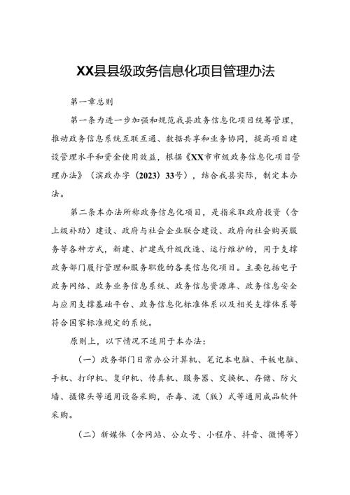 XX县县级政务信息化项目管理办法.docx