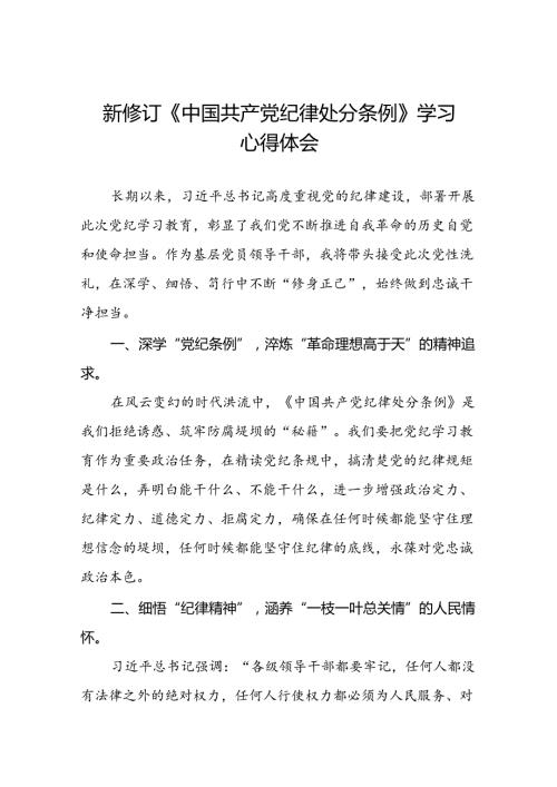 支部书记2024新版中国共产党纪律处分条例的学习心得体会二十二篇.docx