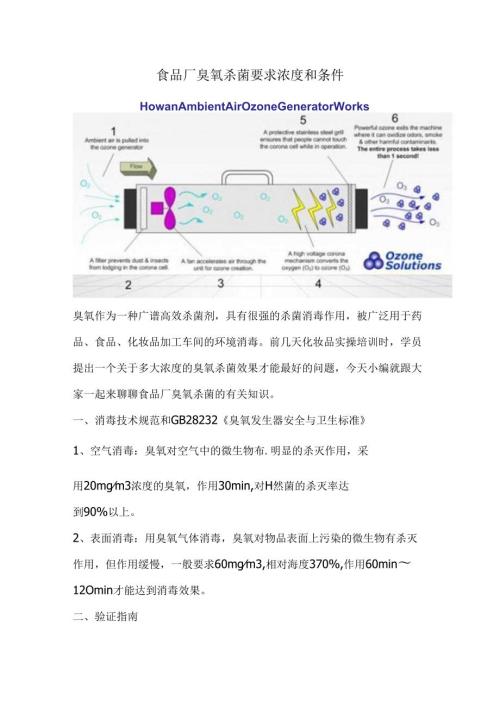 食品厂臭氧杀菌要求浓度和条件.docx