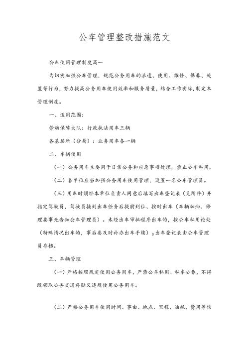 公车管理整改措施范文.docx