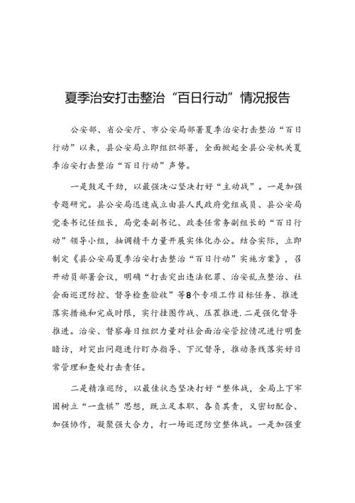 派出所2024年夏季治安打击整治行动情况报告8篇.docx