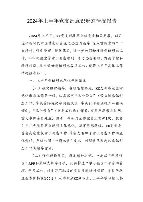 2024年开展上半年《党支部意识形态情况》工作报告 （3份）.docx
