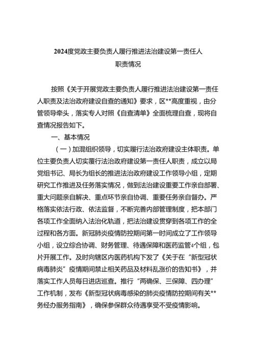 度党政主要负责人履行推进法治建设第一责任人职责情况5篇（精选版）.docx