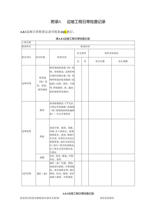 建筑高边坡工程日常、特殊检查记录、健康度评价记录、维护与修缮记录.docx