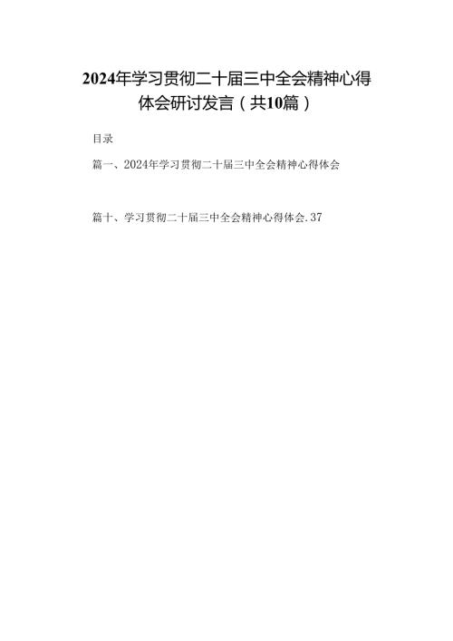 10篇2024年学习贯彻二十三中全会精神心得体会研讨发言（最新）.docx