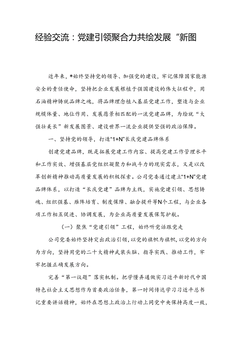 经验交流：党建引领聚合力 共绘发展“新图景”(1).docx_第1页