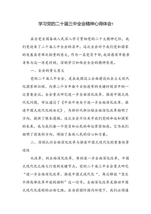 个人学习党的二十三中全会公报精神《决定》心得体会2篇.docx