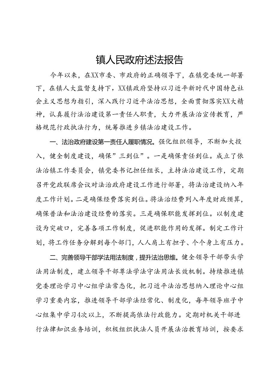 镇人民政府述法报告.docx_第1页